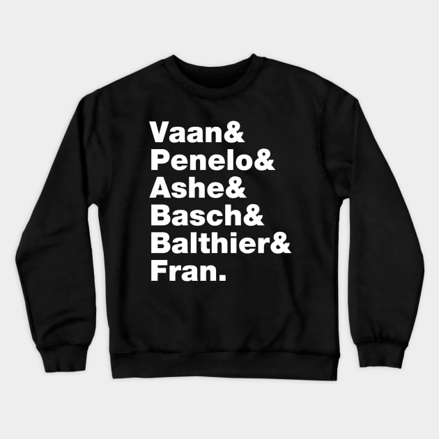 Final Fantasy 12 Characters (White Text) Crewneck Sweatshirt by inotyler